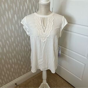 NWT Pale Sky Quin Cap Sleeve Top White Size Medium